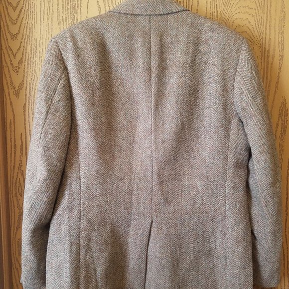 Harris Tweed 38R Tan Sport Coat Leather Buttons - Picture 2 of 12